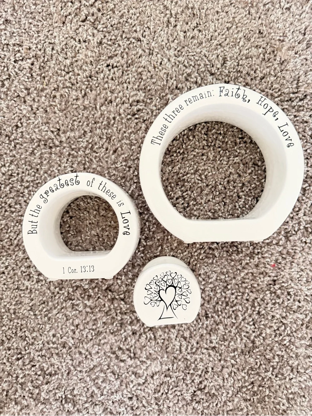 Faith Hope Love White Ceramic Nesting Candle Holders - Set of 3
